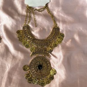 Gold and black necklace